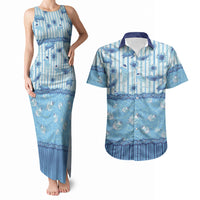 Hawaii Christmas In July Couples Matching Tank Maxi Dress and Hawaiian Shirt Sky Blue Mele Kalikimaka Sea Animals DT05 Blue - Polynesian Pride