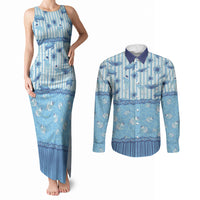 Hawaii Christmas In July Couples Matching Tank Maxi Dress and Long Sleeve Button Shirt Sky Blue Mele Kalikimaka Sea Animals DT05 Blue - Polynesian Pride