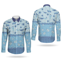 Hawaii Christmas In July Couples Matching Tank Maxi Dress and Long Sleeve Button Shirt Sky Blue Mele Kalikimaka Sea Animals DT05 - Polynesian Pride
