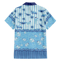 Hawaii Christmas In July Family Matching Long Sleeve Bodycon Dress and Hawaiian Shirt Sky Blue Mele Kalikimaka Sea Animals DT05 Dad's Shirt - Long Sleeve Blue - Polynesian Pride