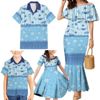 Hawaii Christmas In July Family Matching Mermaid Dress and Hawaiian Shirt Sky Blue Mele Kalikimaka Sea Animals DT05 - Polynesian Pride