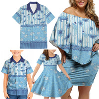 Hawaii Christmas In July Family Matching Off Shoulder Short Dress and Hawaiian Shirt Sky Blue Mele Kalikimaka Sea Animals DT05 - Polynesian Pride
