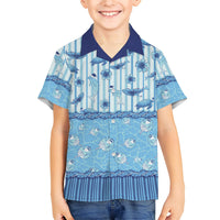 Hawaii Christmas In July Family Matching Off Shoulder Short Dress and Hawaiian Shirt Sky Blue Mele Kalikimaka Sea Animals DT05 Son's Shirt Blue - Polynesian Pride