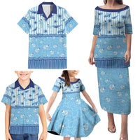Hawaii Christmas In July Family Matching Puletasi and Hawaiian Shirt Sky Blue Mele Kalikimaka Sea Animals DT05 - Polynesian Pride