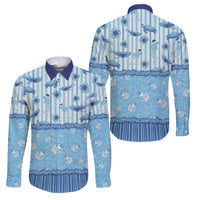 Hawaii Christmas In July Family Matching Puletasi and Hawaiian Shirt Sky Blue Mele Kalikimaka Sea Animals DT05 Dad's Shirt - Long Sleeve Blue - Polynesian Pride