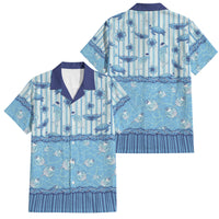 Hawaii Christmas In July Family Matching Short Sleeve Bodycon Dress and Hawaiian Shirt Sky Blue Mele Kalikimaka Sea Animals DT05 Dad's Shirt - Short Sleeve Blue - Polynesian Pride
