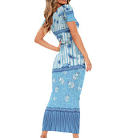 Hawaii Christmas In July Family Matching Short Sleeve Bodycon Dress and Hawaiian Shirt Sky Blue Mele Kalikimaka Sea Animals DT05 - Polynesian Pride