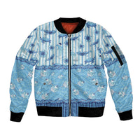 Hawaii Christmas In July Sleeve Zip Bomber Jacket Sky Blue Mele Kalikimaka Sea Animals DT05 Unisex Blue - Polynesian Pride
