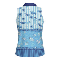 Hawaii Christmas In July Women Sleeveless Polo Shirt Sky Blue Mele Kalikimaka Sea Animals DT05 - Polynesian Pride