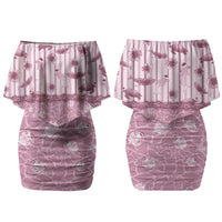 Hawaii Christmas In July Couples Matching Off Shoulder Short Dress and Hawaiian Shirt Dusty Pink Mele Kalikimaka Sea Animals DT05 - Polynesian Pride
