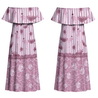 Hawaii Christmas In July Family Matching Off Shoulder Maxi Dress and Hawaiian Shirt Dusty Pink Mele Kalikimaka Sea Animals DT05 Mom's Dress Pink - Polynesian Pride
