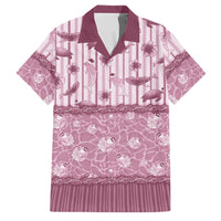 Hawaii Christmas In July Family Matching Off Shoulder Maxi Dress and Hawaiian Shirt Dusty Pink Mele Kalikimaka Sea Animals DT05 Dad's Shirt - Short Sleeve Pink - Polynesian Pride
