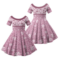 Hawaii Christmas In July Family Matching Off Shoulder Maxi Dress and Hawaiian Shirt Dusty Pink Mele Kalikimaka Sea Animals DT05 Daughter's Dress Pink - Polynesian Pride