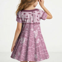Hawaii Christmas In July Kid Short Sleeve Dress Dusty Pink Mele Kalikimaka Sea Animals DT05 - Polynesian Pride