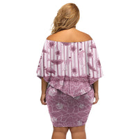 Hawaii Christmas In July Off Shoulder Short Dress Dusty Pink Mele Kalikimaka Sea Animals DT05 - Polynesian Pride