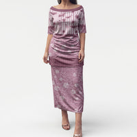 Hawaii Christmas In July Puletasi Dusty Pink Mele Kalikimaka Sea Animals DT05 Long Dress Pink - Polynesian Pride