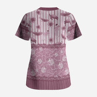 Hawaii Christmas In July Scrub Top Dusty Pink Mele Kalikimaka Sea Animals DT05 - Polynesian Pride