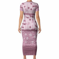 Hawaii Christmas In July Short Sleeve Bodycon Dress Dusty Pink Mele Kalikimaka Sea Animals DT05 - Polynesian Pride