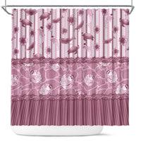 Hawaii Christmas In July Shower Curtain Dusty Pink Mele Kalikimaka Sea Animals