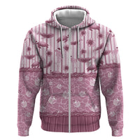 Hawaii Christmas In July Zip Hoodie Dusty Pink Mele Kalikimaka Sea Animals DT05 Zip Hoodie Pink - Polynesian Pride