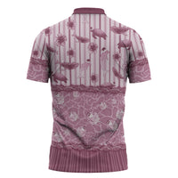 Hawaii Christmas In July Zipper Polo Shirt Dusty Pink Mele Kalikimaka Sea Animals DT05 - Polynesian Pride