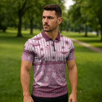 Hawaii Christmas In July Zipper Polo Shirt Dusty Pink Mele Kalikimaka Sea Animals DT05 - Polynesian Pride