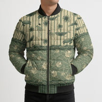 Hawaii Christmas In July Bomber Puffer Jacket Olive Green Mele Kalikimaka Sea Animals DT05 - Polynesian Pride