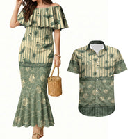 Hawaii Christmas In July Couples Matching Mermaid Dress and Hawaiian Shirt Olive Green Mele Kalikimaka Sea Animals DT05 Green - Polynesian Pride