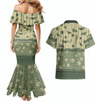Hawaii Christmas In July Couples Matching Mermaid Dress and Hawaiian Shirt Olive Green Mele Kalikimaka Sea Animals DT05 - Polynesian Pride