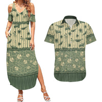 Hawaii Christmas In July Couples Matching Summer Maxi Dress and Hawaiian Shirt Olive Green Mele Kalikimaka Sea Animals DT05 Green - Polynesian Pride