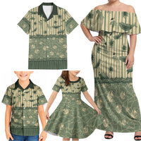 Hawaii Christmas In July Family Matching Off Shoulder Maxi Dress and Hawaiian Shirt Olive Green Mele Kalikimaka Sea Animals DT05 - Polynesian Pride