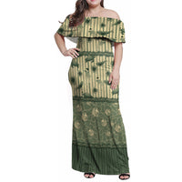 Hawaii Christmas In July Family Matching Off Shoulder Maxi Dress and Hawaiian Shirt Olive Green Mele Kalikimaka Sea Animals DT05 Mom's Dress Green - Polynesian Pride