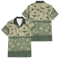 Hawaii Christmas In July Family Matching Off Shoulder Short Dress and Hawaiian Shirt Olive Green Mele Kalikimaka Sea Animals DT05 Dad's Shirt - Short Sleeve Green - Polynesian Pride