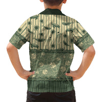 Hawaii Christmas In July Kid Hawaiian Shirt Olive Green Mele Kalikimaka Sea Animals