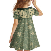 Hawaii Christmas In July Kid Short Sleeve Dress Olive Green Mele Kalikimaka Sea Animals