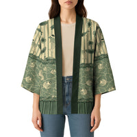 Hawaii Christmas In July Kimono Olive Green Mele Kalikimaka Sea Animals DT05 - Polynesian Pride
