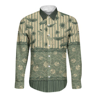 Hawaii Christmas In July Long Sleeve Button Shirt Olive Green Mele Kalikimaka Sea Animals DT05 Unisex Green - Polynesian Pride