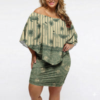 Hawaii Christmas In July Off Shoulder Short Dress Olive Green Mele Kalikimaka Sea Animals DT05 Women Green - Polynesian Pride