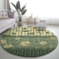 Hawaii Christmas In July Round Carpet Olive Green Mele Kalikimaka Sea Animals DT05 - Polynesian Pride