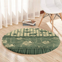 Hawaii Christmas In July Round Carpet Olive Green Mele Kalikimaka Sea Animals DT05 - Polynesian Pride