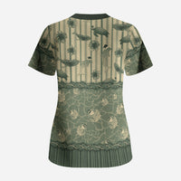 Hawaii Christmas In July Scrub Top Olive Green Mele Kalikimaka Sea Animals DT05 - Polynesian Pride
