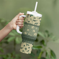 Hawaii Christmas In July Tumbler With Handle Olive Green Mele Kalikimaka Sea Animals