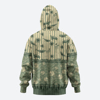 Hawaii Christmas In July Zip Hoodie Olive Green Mele Kalikimaka Sea Animals