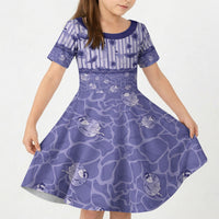 Hawaii Christmas In July Kid Short Sleeve Dress Amethyst Purple Mele Kalikimaka Sea Animals DT05 KID Purple - Polynesian Pride