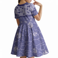 Hawaii Christmas In July Kid Short Sleeve Dress Amethyst Purple Mele Kalikimaka Sea Animals DT05 - Polynesian Pride