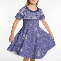 Hawaii Christmas In July Kid Short Sleeve Dress Amethyst Purple Mele Kalikimaka Sea Animals DT05 - Polynesian Pride
