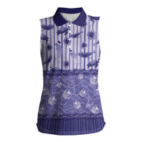 Hawaii Christmas In July Women Sleeveless Polo Shirt Amethyst Purple Mele Kalikimaka Sea Animals DT05 Female Purple - Polynesian Pride