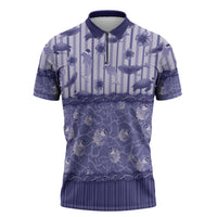 Hawaii Christmas In July Zipper Polo Shirt Amethyst Purple Mele Kalikimaka Sea Animals DT05 Purple - Polynesian Pride