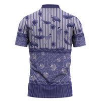 Hawaii Christmas In July Zipper Polo Shirt Amethyst Purple Mele Kalikimaka Sea Animals DT05 - Polynesian Pride