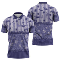 Hawaii Christmas In July Zipper Polo Shirt Amethyst Purple Mele Kalikimaka Sea Animals DT05 - Polynesian Pride
